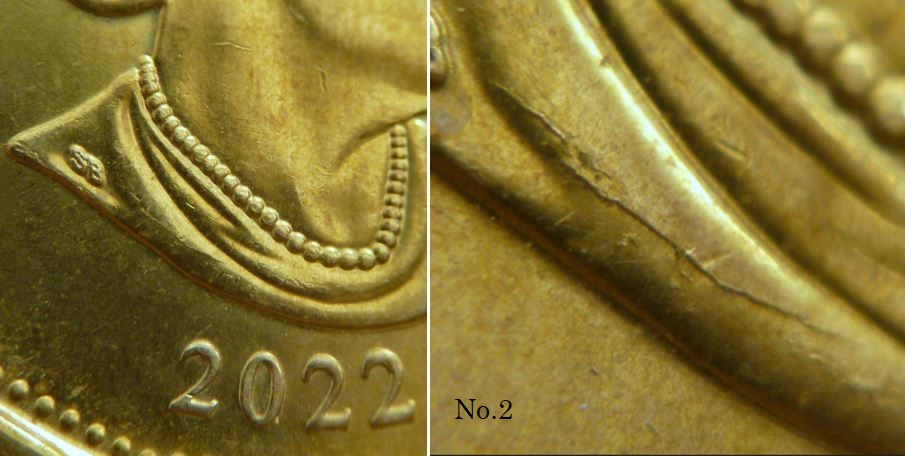 1 Dollar 2022-Coin fendillé à la bas effigie-No.2,.JPG