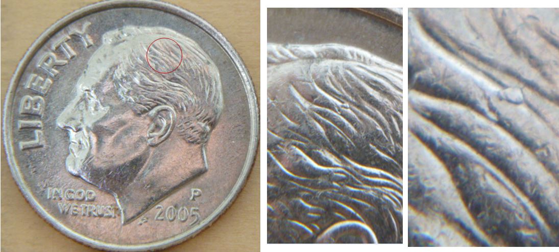 10 Cents USA 2005P- Éclat coin avers et une autre au revers -1.JPG
