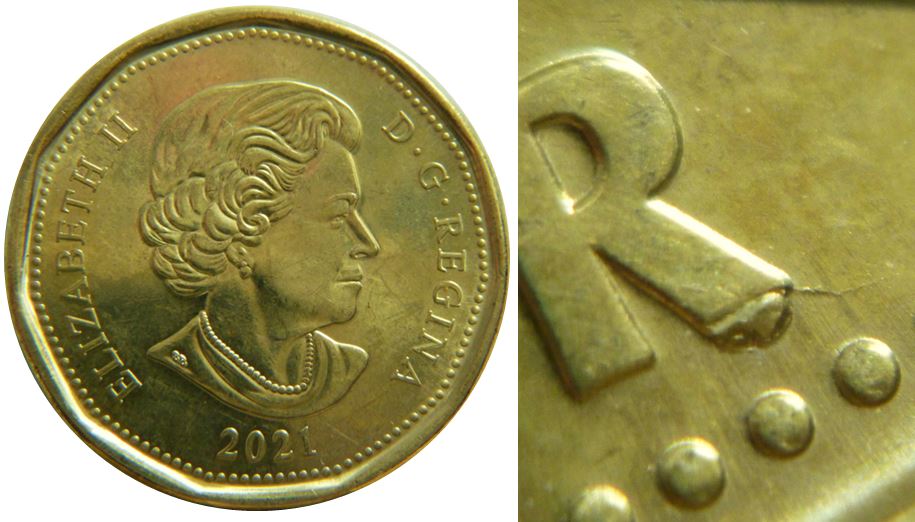 1 Dollar 2021-Éclat coin sous R de dollaR-No.1,.JPG