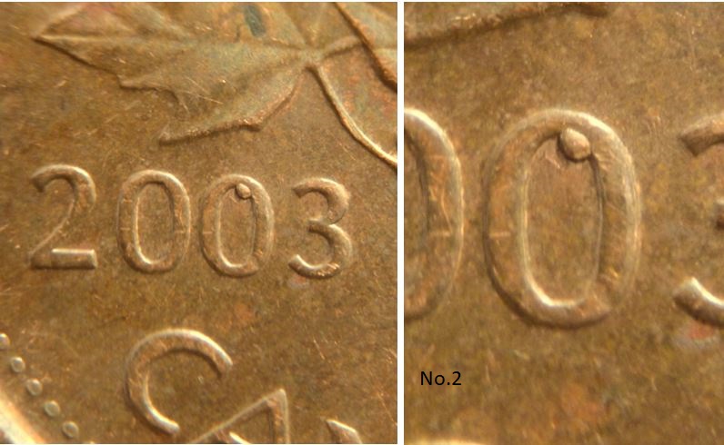 1 Cent 2003-Éclat coin dans le dernier 0 de 2003-No.2,.JPG