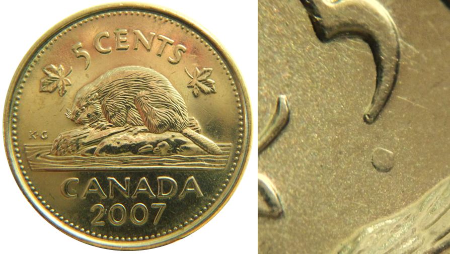 5 Cents 2007-Point sous le 5-1.JPG