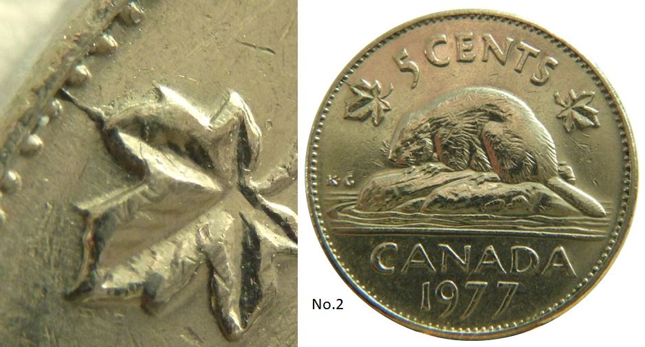 5 Cents 1977 H-Coin fendillé feuille gauche-1.JPG