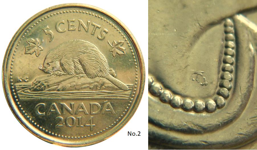 5 Cents 2014-Éclat du coin dans le cou-No.2,.JPG