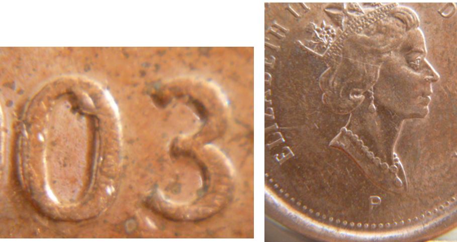 1 Cent 2003p v.effigie -Éclat de coin dans le deuxième 0.JPG