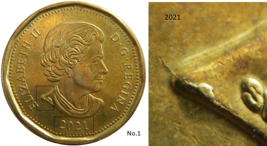 1 Dollar 2021-Éclat coin près de SB-No.1.JPG