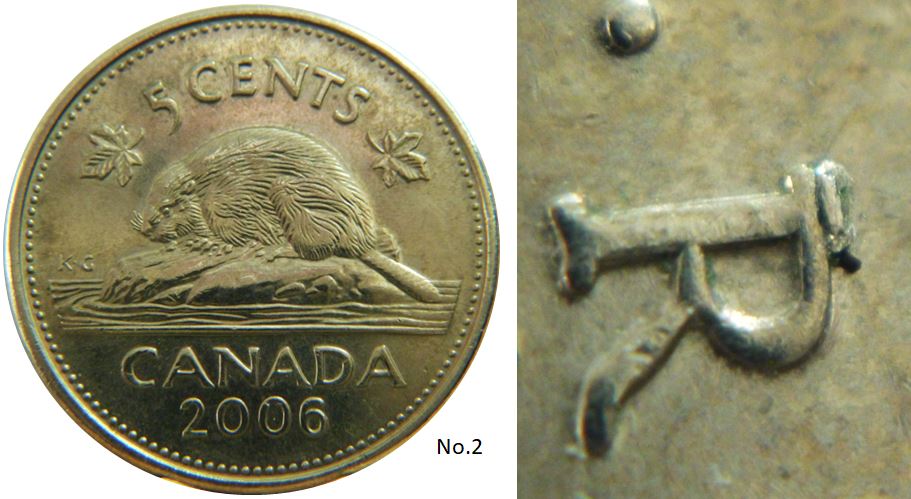 5 Cents 2006-Éclat coin sur R de Regina-No.2,.JPG