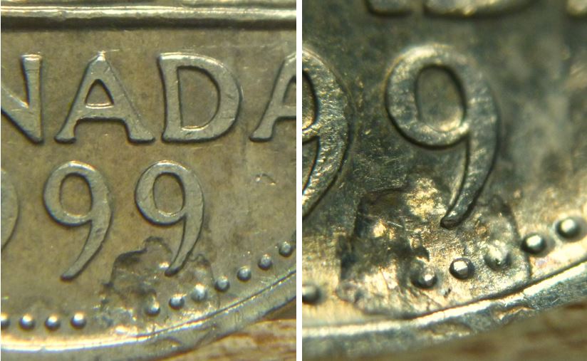 5 Cents 1999-Frappe à travers sous le dernier 9-2.JPG