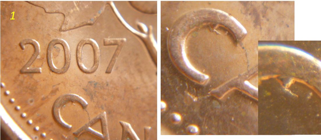 1Cents 2007-Domage de coin dans C de Canada-1.JPG