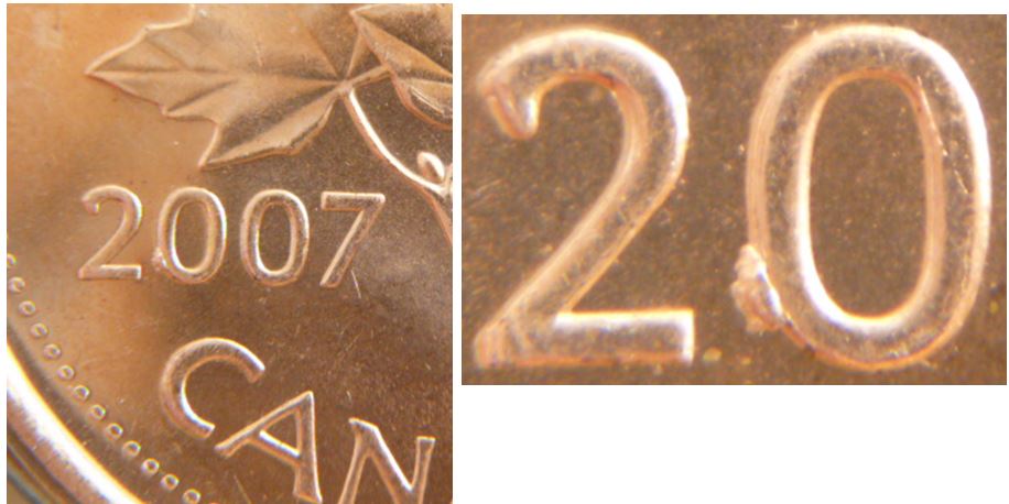 1Cents 2007-Éclat de coin sur prenier 0 de la date-1.JPG