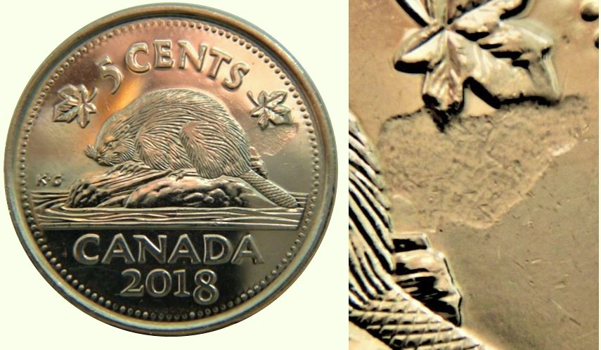 5 Cents 2018-Frappe à travers sous feuille droite-1.JPG