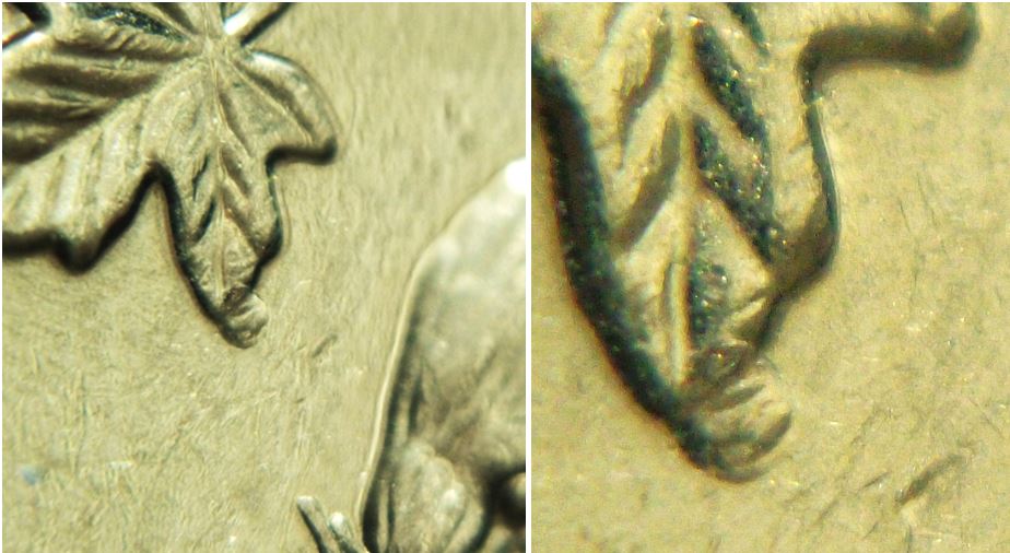 5 Cents 2008-Éclat coin à la feuille gauche-1.JPG