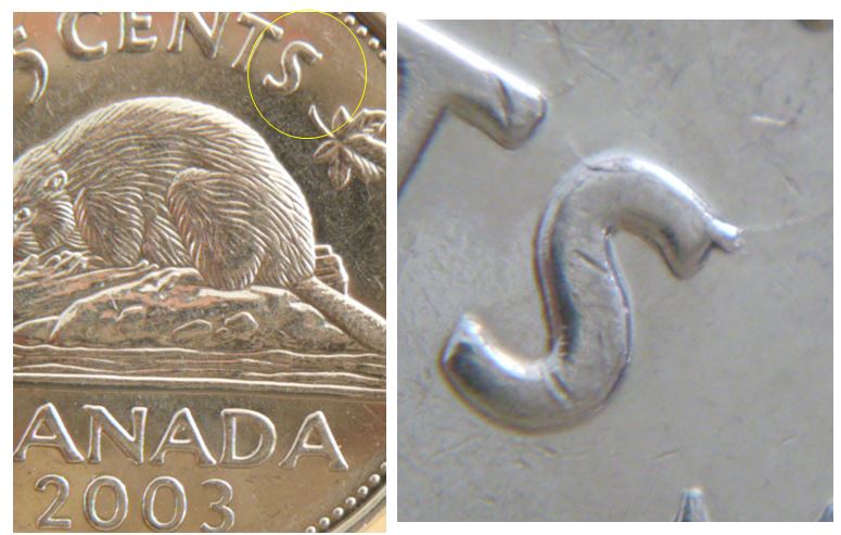 5 Cents 2003-Éclat de coin sur S de centS.JPG
