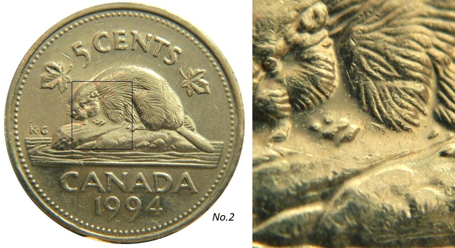 5 Cents 1994-Polissage excessif sous le castor-No.2,.JPG
