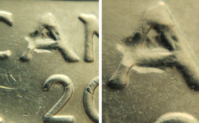 5 Cents 2007-Frappe à travers sur le A de cAnada-1..JPG