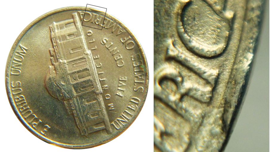 5 Cents 1996p usa-Coin cassé sous RIC-1.JPG