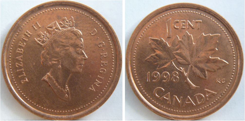 1 Cent 1998 - Éclat de coin dans E de Elizabeth-1.JPG