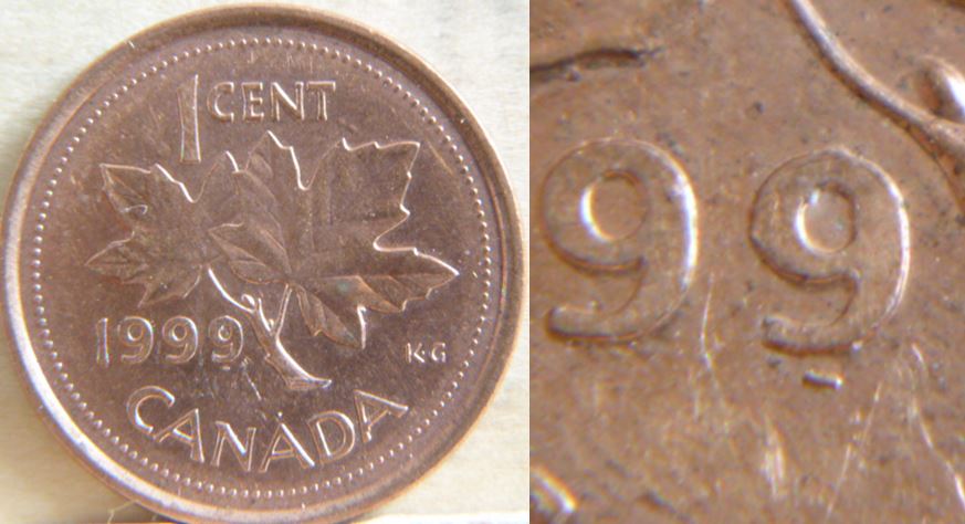 1 Cent - 1999 - Éclat sous le dernier  9.JPG