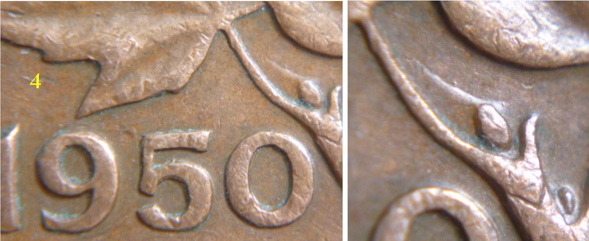 1 Cent 1950-Coin entrechoqué sous les feuilles -4.JPG
