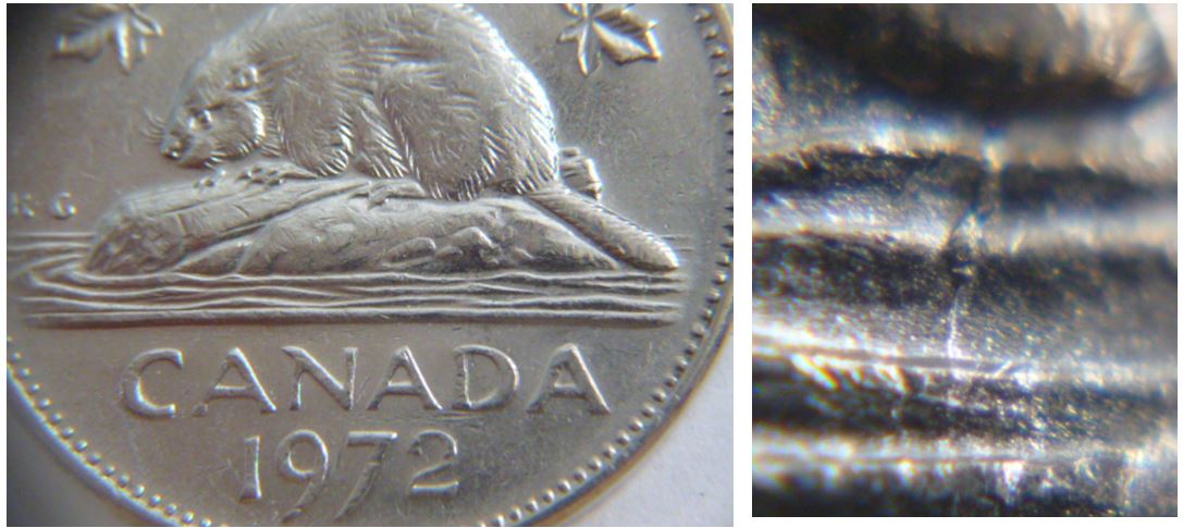 5 Cents 1972-Coin fendille sous la queueu+dommage coin sous G de KG-1.JPG