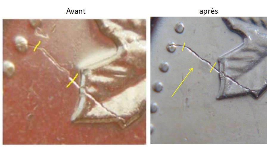 5 Cents 2012-Frappe a travers près de la feuille Gauche-4.JPG