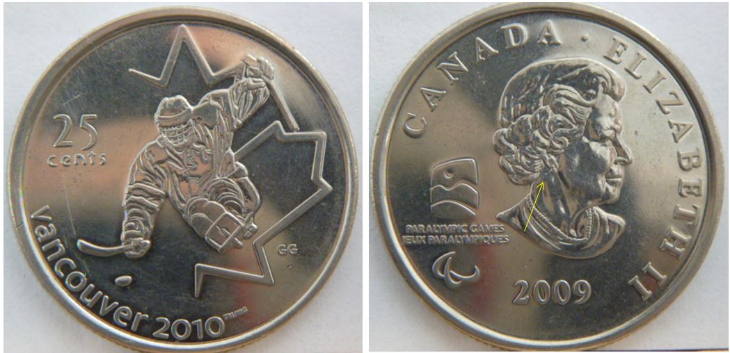 25 Cents 2009 Hockey sur luge-Point près de l'oreil effigie-1.JPG