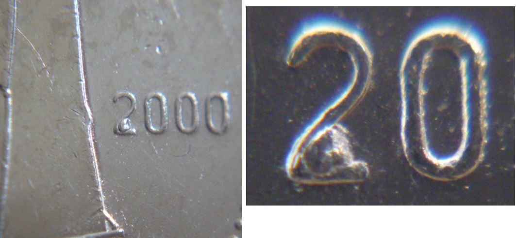10 Cents 2000- Toute un éclat de coin sur la patte du 2.JPG