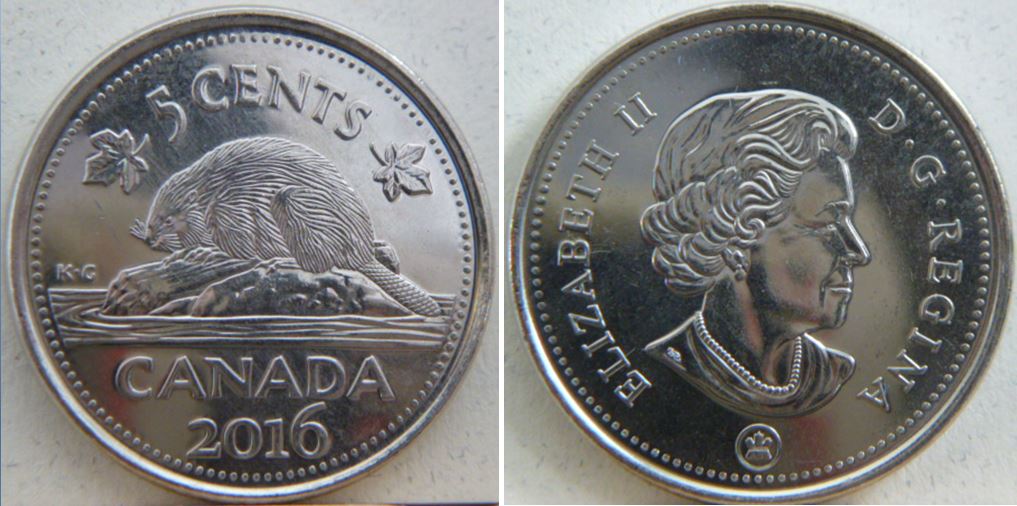 5 Cents 2016-Coin fendillé sous le L de eLizabeth.JPG