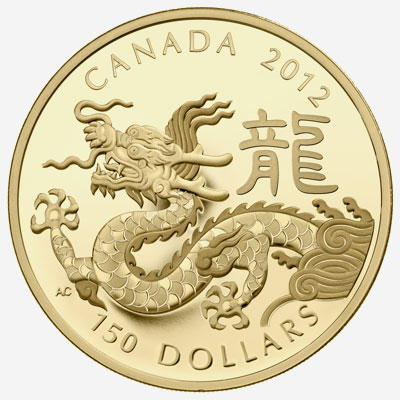 Pièce de 150 $ en or 2012 - Année du dragon