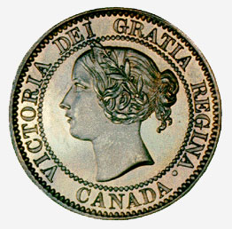 Victoria, pièce d'un cent en bronze, 1858-1859