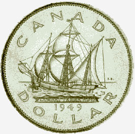 Canada, pièce de 1 dollar en argent, 1949