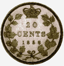 Pièce de vingt cents d'argent, 1858