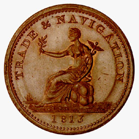 Jeton anonyme d'un penny en cuivre, 1813