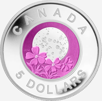 Pièce de 5 $ en argent sterling et en niobium 2012 - Les lunes algonquins : pleine lune rose