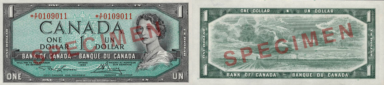 1 dollar 1954 avec la face du diable - Billet de banque - Canada
