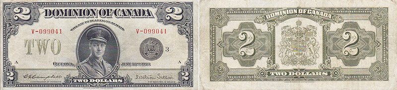 Valeur des billets de banque de 2 dollars 1923