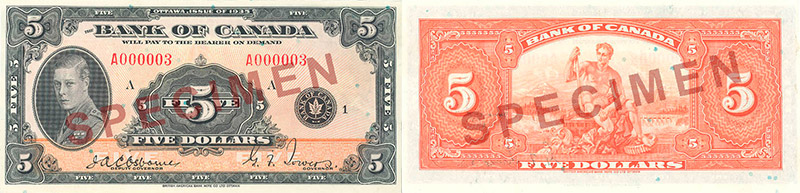 Valeur des billets de banque de 5 dollars de 1935