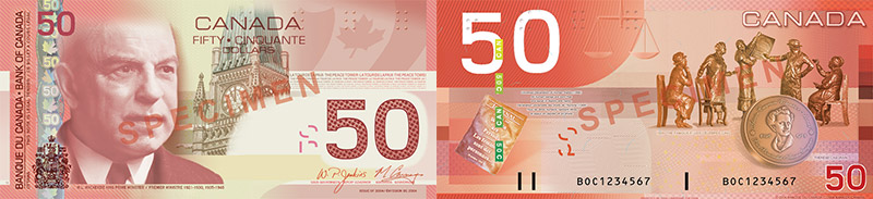 Valeur des billets de banque de 50 dollars de 2004 à 2011