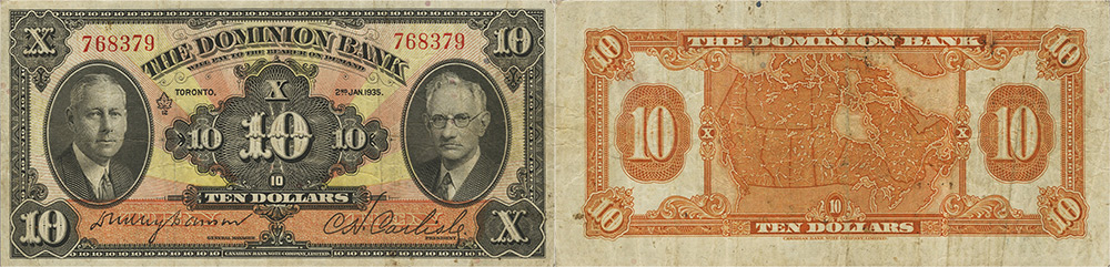 10 dollars 1931 - Dominion Bank banknotes