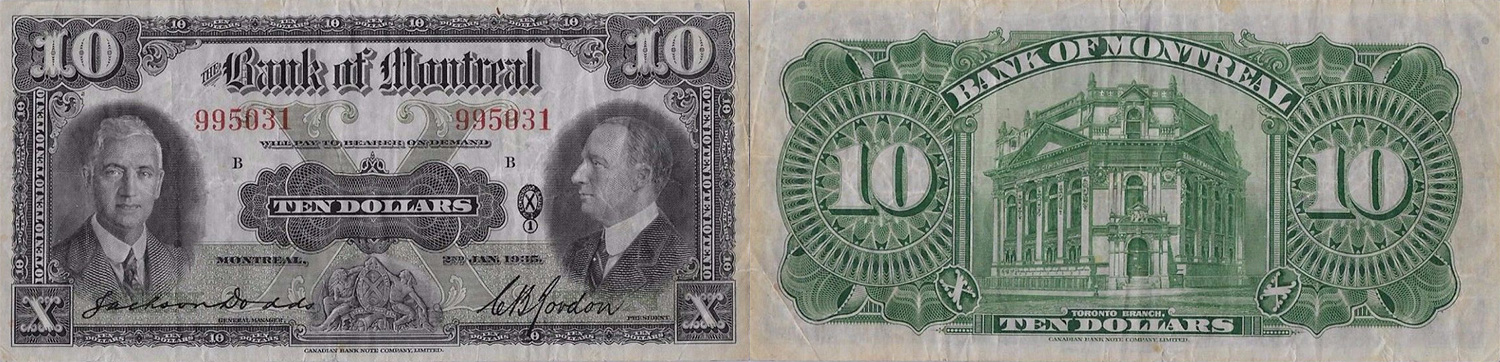 10 dollars 1935 - Bank of Montreal banknotes