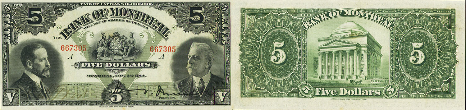 5 dollars 1914 - Bank of Montreal banknotes