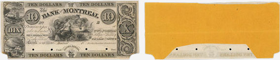 10 dollars 1839 - Bank of Montreal banknotes