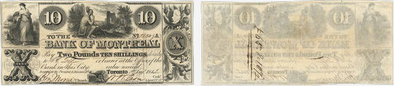 Billet de 10 dollars 1842 de la Banque de Montréal