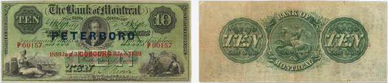 Billet de 10 dollars 1859 de la Banque de Montréal