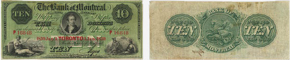 Billet de 10 dollars 1859 de la Banque de Montréal