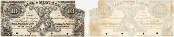Billet de 10 dollars 1861 de la Banque de Montréal