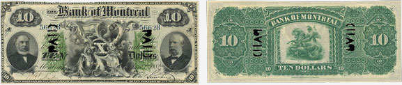 Billet de 10 dollars 1882 de la Banque de Montréal