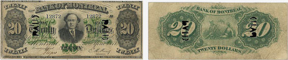 20 dollars 1871 - Bank of Montreal banknotes