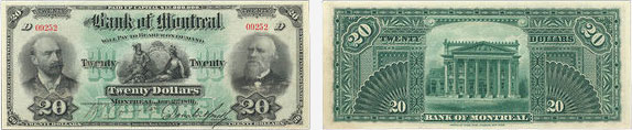 20 dollars 1891 - Bank of Montreal banknotes