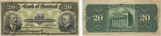 Billet de 20 dollars 1904 de la Banque de Montréal