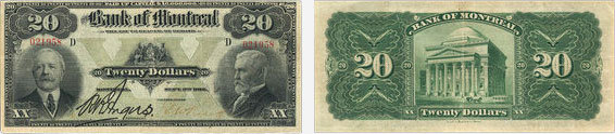 Billet de 20 dollars 1912 de la Banque de Montréal